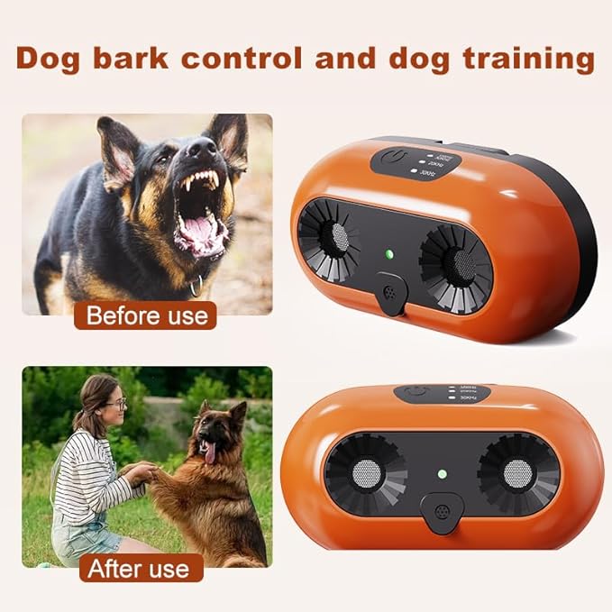 Ultrasonic Dog Bark Deterrent Devices,Anti Barking Device,Dog Barking Silencer,3 Modes Anti Dog Barking Device,Waterproof,Bark Box Indoor Outdoor for Dogs Training & Behavior Aid,Yellow