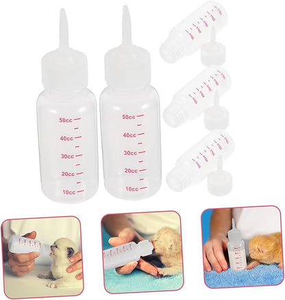 Hemobllo 5pcs Pet Nursing Bottles Safe Food-Grade Milk Feeder for Kittens Puppies and Newborn Animals Pointed Head Design Measurement Scale