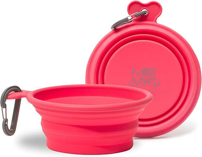 Messy Mutts Silicone Collapsible Bowl | Pet Travel Necessity | Portable Water or Food Dish | Pop Up Watering Bowl | Camping, Hiking, Walking Accessory | Large, 3 Cups | Watermelon