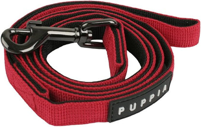 Puppia Two Tone Dog Lead Strong Durable Comfortable Grip Walking Training Leash for Small & Medium Dog, Red, Medium