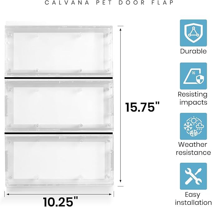 Calvana 3-Panel Airseal Pet Door Replacement Flap, Compatible with Ideal Pet Products 10.25"x15.75" Extra Large Dog Door, Easy Installation