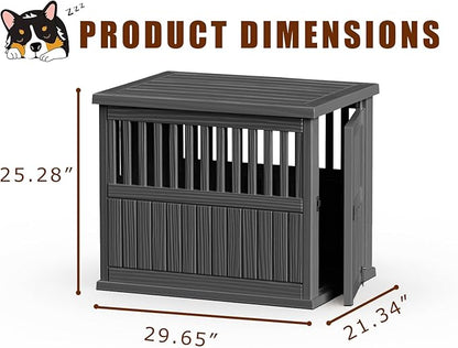 30 INCH Small Dog Crate Furniture Lockable Dog Kennel Indoor Dog Cage Plastic Pet Cage End Table for Small/Medium Dogs, Black