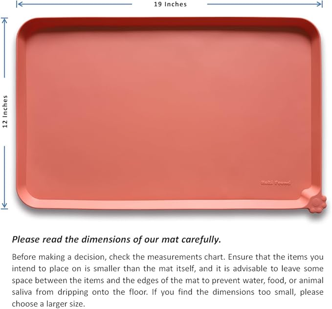 Hoki Found -Waterproof Pet Feeding Mats with High Lips - Multiple Size and Colors for Dogs, Cats & Others-BC