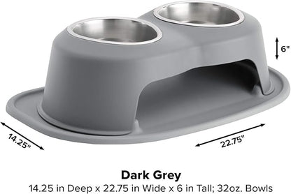 WeatherTech Double High Pet Feeding System - Elevated Dog/Cat Bowls - 6 inch High Dark Grey (DHC3206DGDG)