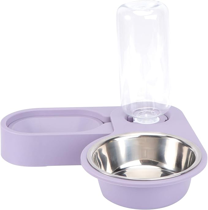 Dog Water Food Bowl Set Automatic Pet Food Water Dispenser Rotating Corner Folding Dog Bowl for Cat Puppy Small Dogs (Purple) Rabbit Food