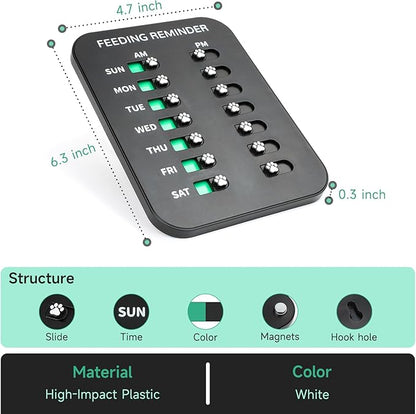 YAUYIK Dog Feeding Reminder, Magnetic Reminder Sticker, AM/PM Daily Indication Chart Feed Your Pets, Fridge Magnets and Double Sided Tape, Helps You to Track Pet Feeding & Medication (B)