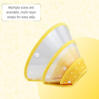 Pet Cone Recovery Dog Cone Adjustable Dog Collar Clear Padded Collar with Breathable Soft Edge, Plastic Puppy Cone Protect The Neck Surgery Recovery, Designed for Cats and Puppies (Yellow, M)