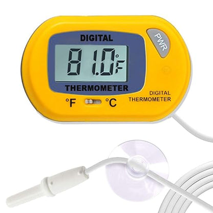 SunGrow Reptile Digital Thermometer Terrarium Temperature Monitor with Suction Cup Mount, Accurate Fahrenheit Celsius Switch, Thermostat Gauge for Bearded Dragon, Snake, Gecko Enclosure Tank