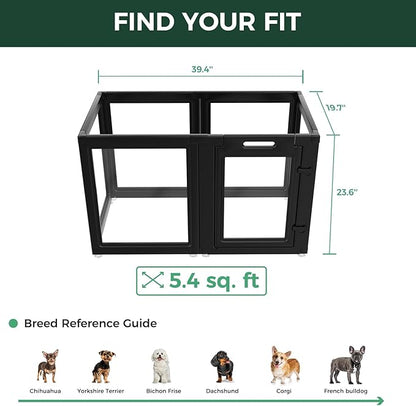 FXW AuraSpace Acrylic Indoor Dog Playpen for Puppies and Small Dogs, 24 Inch, 6 Panels, Black