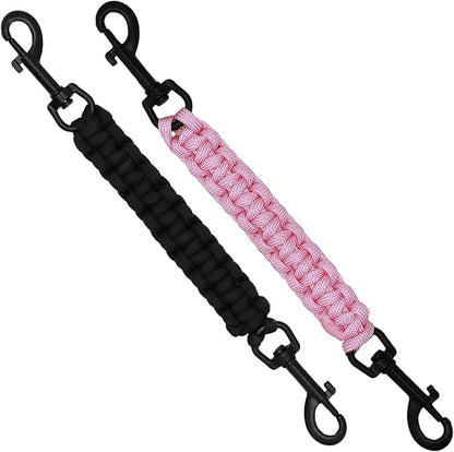 2 PCS Dog Collar Safety Clips, Backup Clip Connector, Prong Collar, Dual Clasps Rotating Buckle for Small and Medium Dogs (Pink+Black)