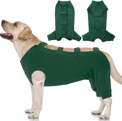 IECOii Dog Surgical Recovery Suit Male Female,Breathable Dog Bodysuit Dog Cone Alternative After Surgery with Pee Hole,Soft Dog Onesie for Spay Neuter Surgery Recovery Prevent Licking,XXXL-Green