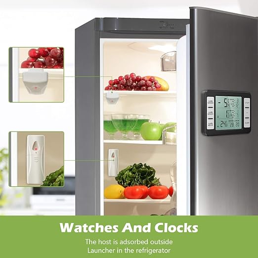 KeeKit Refrigerator Thermometer, Indoor Outdoor Thermometer with 2 Sensors, Wireless Digital Freezer Thermometer with Audible Alarm Temperature Gauge, Min/Max Record for Home, Kitchen