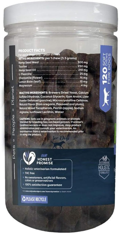 Only Natural Pet - Natural Hemp Soft Chew Bites for Dog Stress & Anxiety Relief - L-Theanine, Chamomile & Lemon Balm - Calming Chews for Dogs - 120 Count