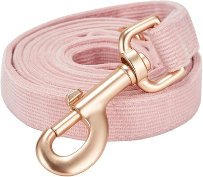 Soft Cotton Dog Leash, 5 Ft Heavy Duty Corduroy Dog Leashes with Gold Metal Hook for Small Medium Large Dogs,Medium,Light Pink