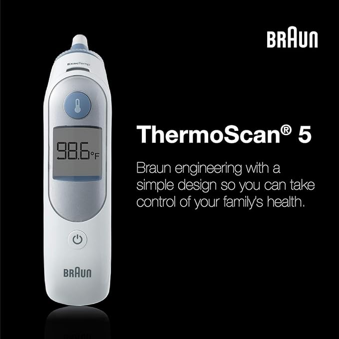 Braun ThermoScan 5 Ear Thermometer, Digital Display, Baby and Infant Thermometer with ExacTemp Stability Indicator for Professional Accuracy, Recommended by Pediatricians