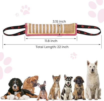 DGSL Dog Tug Toy, Tug of War Dog Toy Jute Bite Pillow with 2 Handles for Puppy Training Interactive Play, Fetch, K9 Suitable for Small Medium Large Dogs (Pink)