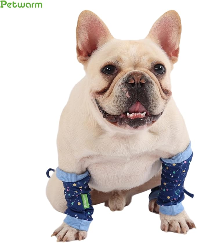 PetWarm Dog Recovery Sleeve 4pcs Set, Dog Leg Sleeve, Ideal for Comfort and Support During Pet Recovery, Suitable for Active or Support Recoverying Pet Use, Blue, L
