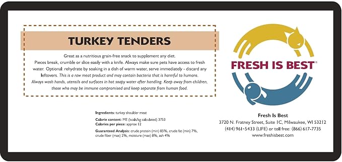 Fresh Is Best Turkey Tenders Freeze Dried Dog Treats – Raw Freeze Dried Treats for Dogs & Cats in Resealable Zipper Bag – High-Protein Single Ingredient – Made in the USA