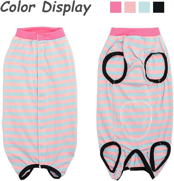 Dog Recovery Suit After Surgery,Spay Neuter Clothes for Female Dogs,Small Medium Dog Shirt,E-Collar Cone Alternative,Prevent Licking Wound Dog Onesie,Pet Surgical Suit(Pink Blue Stripe-l)