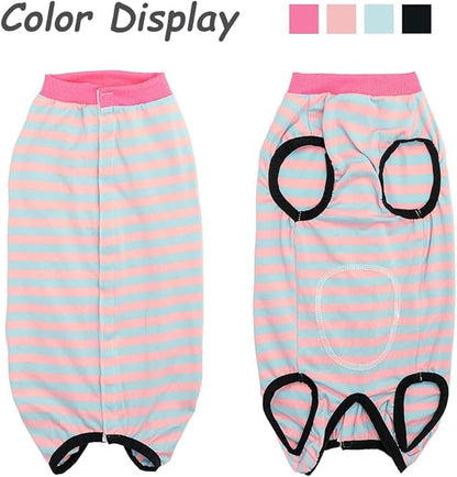 Dog Recovery Suit After Surgery,Spay Neuter Clothes for Female Dogs,Small Medium Dog Shirt,E-Collar Cone Alternative,Prevent Licking Wound Dog Onesie,Pet Surgical Suit(Pink Blue Stripe-XXL)