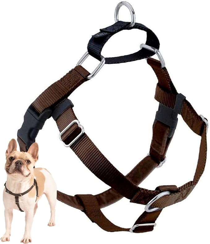 2 Hounds Design Freedom No Pull Dog Harness, Adjustable Harness, Easy Walking & Comfortable Control, Fits Small, Medium & Large Dogs, Solid Colors, Made in USA, 1" MD, Brown