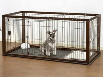 Richell Expandable Pet Crate with Floor Tray, Small, Dark Brown