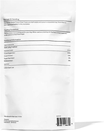 Maev Human-Grade Freeze Dried Raw Beef Liver Treats | 100% USDA Certified Single-Ingredient | Healthy, Human-Grade Dog Snacks | Perfect for Training & Sensitive Diets (Pack of 3)