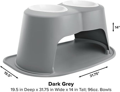WeatherTech Double High Pet Feeding System w/Plastic Dog/Cat Bowls - 14" High Stand Dark Grey (PDHC9614DGDG)