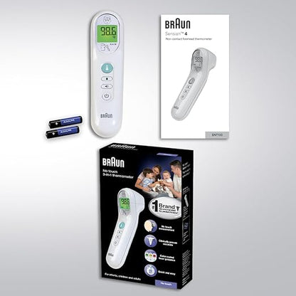 Braun No Touch 3-in-1 Thermometer for Adults, Kids, Babies, Measure Forehead, Liquid, Food Temps, Adult & Baby Thermometer, Professional Accuracy, Color Coded Fever Guidance
