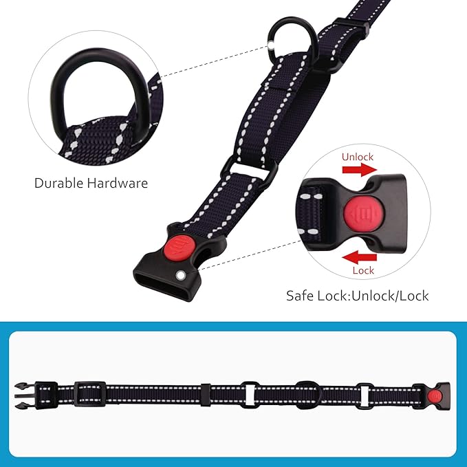 Martingale Dog Collar and Leash Set Martingale Collars for Dogs Reflective Martingale Collar for Small Medium Large Dogs(Black&S)