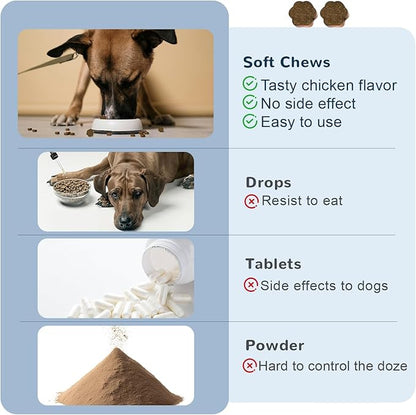 Melatonin for Dogs, Calming Chews for Dogs for Sleep, Fireworks, Storms, Thunder, Barking, Separation, Dog Calming Chews with Valerian Root & L-Theanine, 200 Count