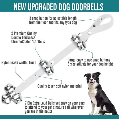 BLUETREE 2 Pack Dog Doorbells Premium Quality Training Potty Great Dog Bells Adjustable Door Bell Dog Bells for Potty Training Your Puppy The Easy Way - 7 Extra Large Loud 1.4 DoorBells
