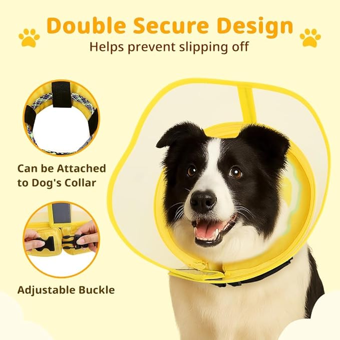 Soft Dog Cone Collar, Inflatable Cones Alternative After Surgery with Anti-Lick Shield, for Large/Medium/Small Dogs to Stop Licking, Elizabethan Neck Ecollars of Shame, Comfy Pillow E Recovery