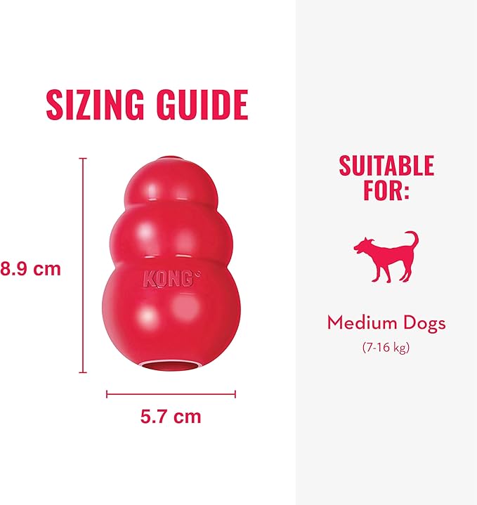 KONG Classic Stuffable Dog Toy - Fetch & Chew Toy for Dogs - Treat-Filling Capabilities & Erratic Bounce for Extended Play Time - Durable Natural Rubber Material - for Medium Dogs (Pack of 2)