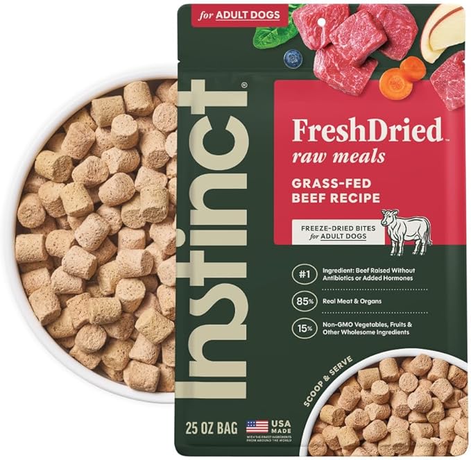 Instinct FreshDried Bites, Natural Freeze-Dried Dog Food, Grain-Free - Grass-Fed Beef, 25 oz. Bag