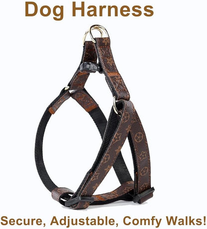 Premium Dog Collar Harness and Leash with Safety Buckle - Adjustable and No Pull Comfortable Dog Collars for Small Puppy, Stylish Durable Gift for Boy Girl Pets