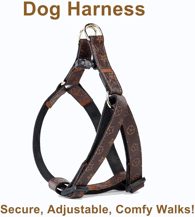 Premium Dog Collar Harness and Leash with Safety Buckle - Adjustable and No Pull Comfortable Dog Collars for Small Puppy, Stylish Durable Gift for Boy Girl Pets