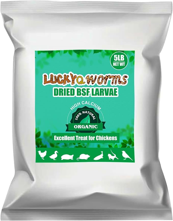 5LBS Black Soldier Fly Larvae for Chickens - Premium Dried BSFL Treats with 52% Protein & Calcium Boost - Superior Alternative to Mealworms - Resealable Bulk Bag for Hens & Bluebirds
