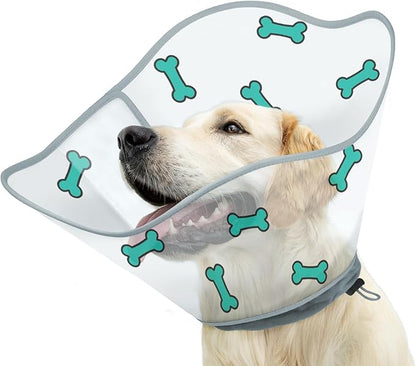 Elizabethan Dog Cone Collar, Adjustable Pet Cone to Stop Licking, Durable Plastic Neck Cone After Surgery for Small, Medium Large Dogs, Bone XL