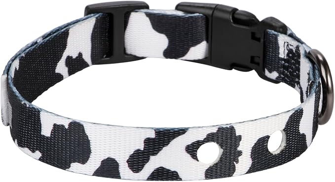 Rhea Rose 1 Inch Replacement Collar Strap Shock Collar with 2 Holes, Compatible with Nearly All Brands and Models of Underground Electric Dog Fences and Training Collars, Cow Print Pattern