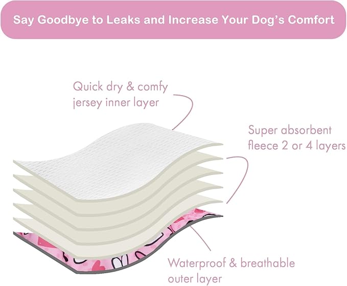 CuteBone Dog Diapers Female Washable Small Medium Large 3 Pack Reusable Doggie Diapers Puppy Period Pants for Doggy Heat Cycle Peeing