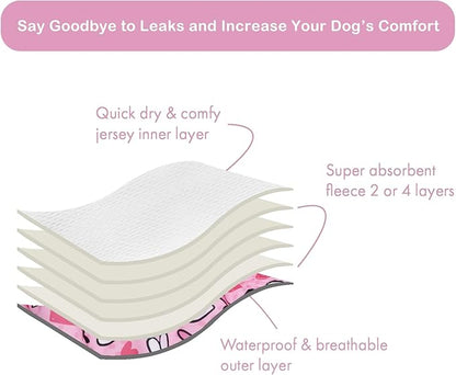 CuteBone Dog Diapers Female Washable Small Medium Large 3 Pack Reusable Doggie Diapers Puppy Period Pants for Doggy Heat Cycle Peeing