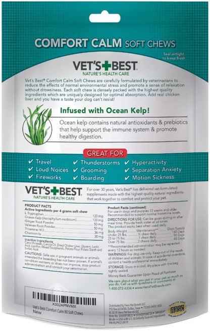 Vet's Best Comfort Calm Calming Soft Chews Dog Supplements - Dog Calming Aid Supports Dog's Balanced Behavior - Promotes Relaxation - 90 Day Supply