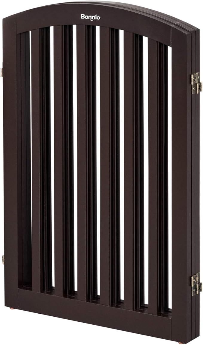 Bonnlo 3-Panel Wooden Free Standing Pet Gate for Dogs, 30'' Tall Dog Gates for The House, Doorways & Stairs, Dog Fences Indoor Puppy Gate with 3 Foot Supporters, Up to 61” Wide, Espresso