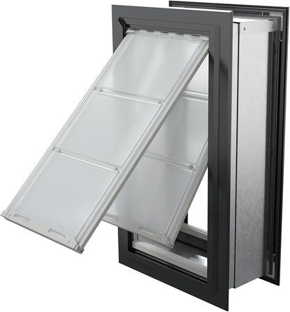 Endura Flap Pet Door for Walls in Black | Energy-Efficient Double Flap Design for Wall Installations | All-Weather Protection with All-Metal Telescoping Tunnel | Black, Large, Double Flap