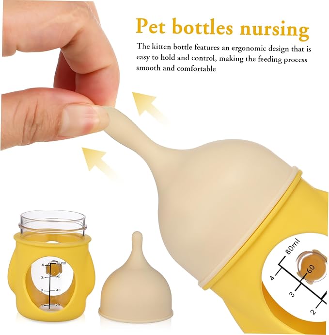 POPETPOP Ergonomic Pet Bottle for Newborn Puppies Kittens Kitten Milk Bottle Feeding