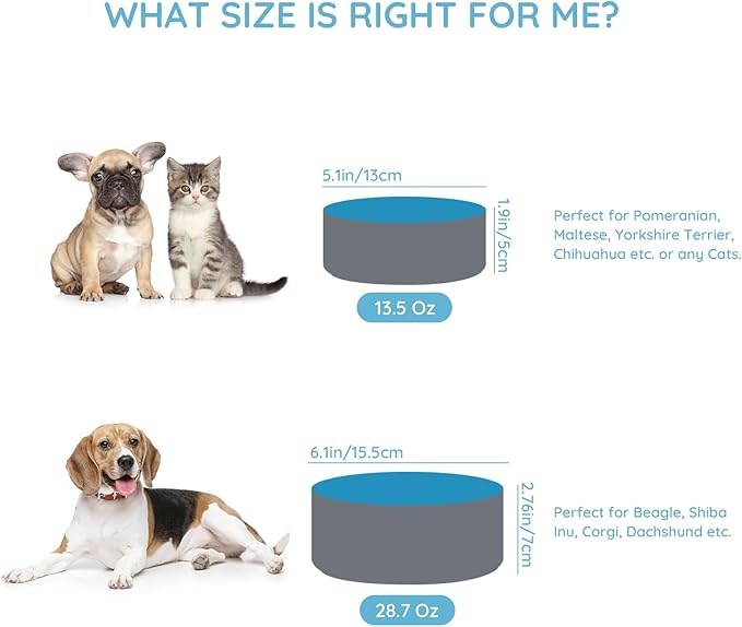 SPUNKYJUNKY 13.5OZ Ceramic Dog and Cat Bowl, Modern Cute Weighted Food Water Bowl for Replacement Blue-Grey (1 Pack)