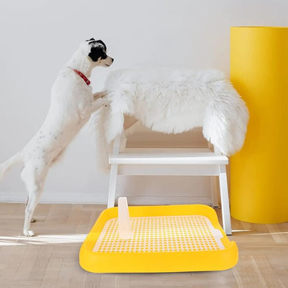 Indoor Dog Potty Tray - Mesh Dog Training Toilet Plastic Potty Tray Puppy Toilet -Slide Training Holder for Small and Medium s (Yellow)