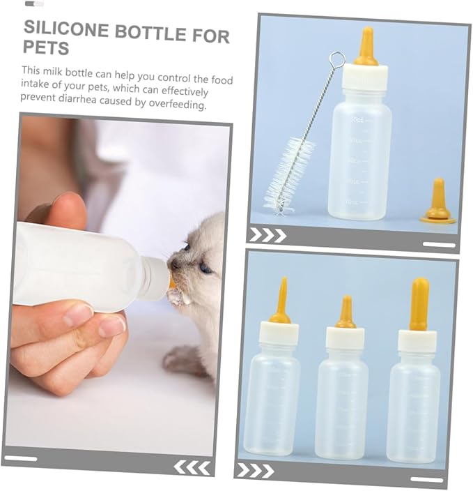 ibasenice 3pcs Dog Cat Feeder Bottle Silicone Milk Bottle for Kitten Puppy Nursing