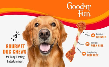 GOOD 'N' FUN Triple Flavor Double Pops with Chicken Chews for All Dogs, 12 Ounces, Treat Your Dog to Chews Made with Real Chicken, Beef Hide and Pork Hide